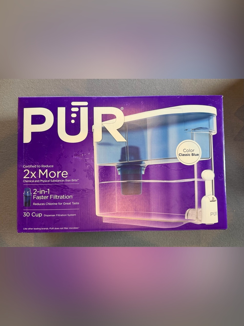 NIB Pur 2-in-1 Water Filtration Pitcher - Color Classic Blue